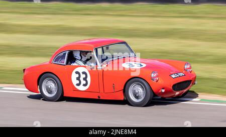 1962 Austin Healey Sebring Sprite con il pilota Gordon Elwell durante la Weslake Cup alla Goodwood 79th Members Meeting, Sussex, UK. Foto Stock