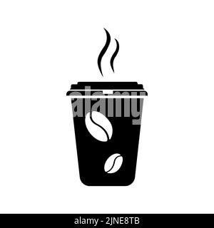 Un bicchiere di caffè nero caldo. Icona Cafe. Cibo di strada. Illustrazione Vettoriale