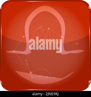 12 costellazioni icona rossa a forma di stella: Bilancia Illustrazione Vettoriale