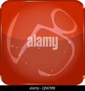 12 costellazioni pulsante rosso icona con forma a stella aggiunto: Capricorno Illustrazione Vettoriale