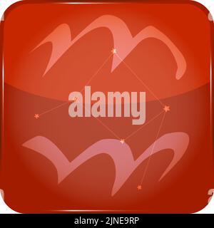 12 costellazioni pulsante rosso icona a forma di stella: Acquario Illustrazione Vettoriale