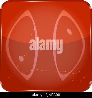 12 costellazioni icona pulsante rosso con forma a stella aggiunta: Pesci Illustrazione Vettoriale