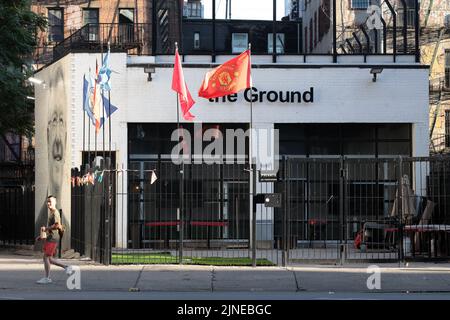 The Ground, 130 Madison St, New York, NYC foto di una struttura di calcio al coperto e spazio per eventi nel Lower East Side/Chinatown di Manhattan Foto Stock
