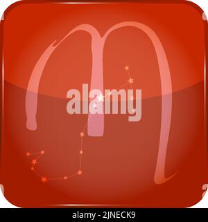 12 costellazioni pulsante rosso icona a forma di stella: Scorpione Illustrazione Vettoriale