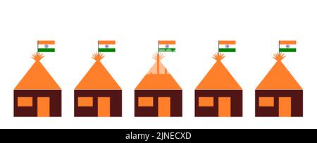 'Har Ghar Tiranga' in India, è una campagna sotto l'egida di Azadi Ka Amrit Mahotsav per incoraggiare le persone a portare a casa il Tiranga e a sollevarlo Foto Stock