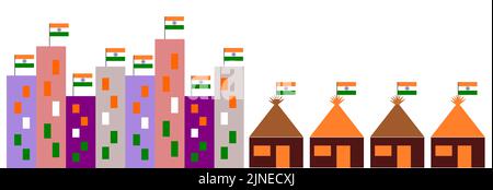 'Har Ghar Tiranga' in India, è una campagna sotto l'egida di Azadi Ka Amrit Mahotsav per incoraggiare le persone a portare a casa il Tiranga e a sollevarlo Foto Stock