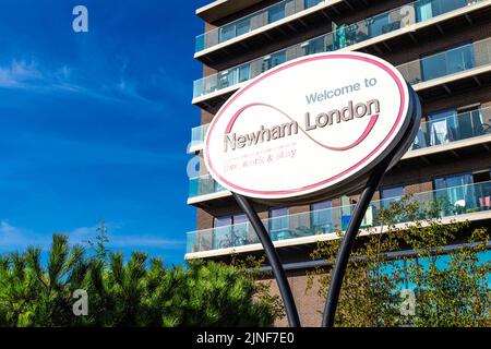 Indicazioni per London Borough of Newham vicino Stratford, Londra, Regno Unito Foto Stock