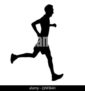 atleta runner pista di montagna silhouette nera Foto Stock