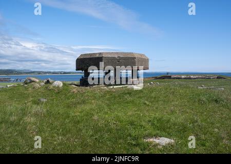 Nesheim, Norvegia - 30 maggio 2022: Campo di tiro e allenamento Marka. Stazione aerea Lista. Era una batteria costiera dell'esercito con la più grande potenza di fuoco dell'area Foto Stock