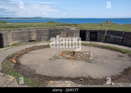 Nesheim, Norvegia - 30 maggio 2022: Campo di tiro e allenamento Marka. Stazione aerea Lista. Era una batteria costiera dell'esercito con la più grande potenza di fuoco dell'area Foto Stock