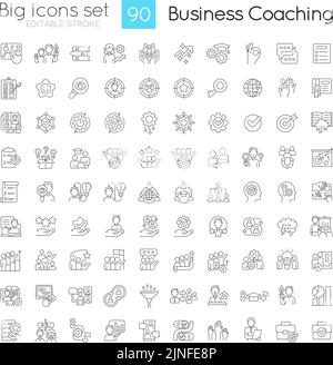 Set di icone lineari per programmi di formazione aziendale Illustrazione Vettoriale