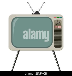 Televisore retro isolato su bianco Illustrazione Vettoriale