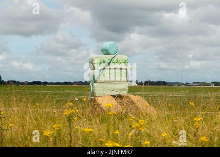 Goeree Overflakkee, Paesi Bassi - Agosto 6 2022: Gli agricoltori protestano contro leggi ambientali più severe sulle emissioni di C02 e azoto Foto Stock