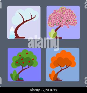 Four Seasons Tree Illustrazione Vettoriale