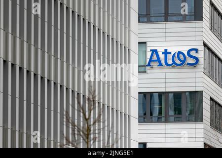 Pasto, Germania. 04th Feb, 2022. Un logo della società atos presso una filiale di Essen, 4th febbraio 2022. Credit: dpa/Alamy Live News Foto Stock