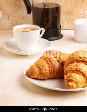 Croissant del burro in vari angoli e approcci. Foto Stock