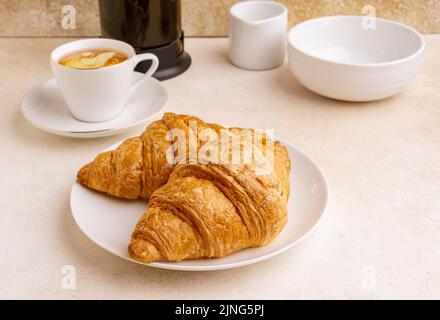 Croissant del burro in vari angoli e approcci. Foto Stock