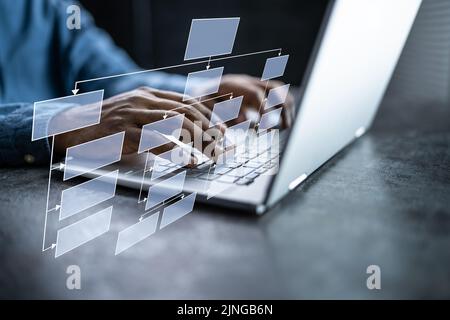 Grafico di gestione dell'organizzazione. Diagramma di strategia aziendale. Tecnologia dell'informazione Foto Stock