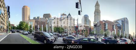 Boston, Massachusetts e Atlantic Avenue di fronte a Long Wharf Foto Stock