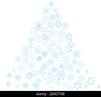 Illustrazione di un albero di Natale fatto di fiocchi di neve, sfondo bianco Illustrazione Vettoriale