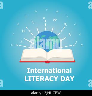 Illustrazione vettoriale della giornata internazionale di alfabetizzazione. 8 settembre. eps 10 Illustrazione Vettoriale