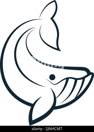 Modello di illustrazione del logo dell'icona balena Illustrazione Vettoriale