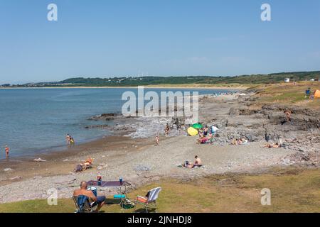 Vista sulla spiaggia, Ogmore-by-Sea, vale of Glamorgan (Bro Morgannwg), Galles (Cymru), Regno Unito Foto Stock