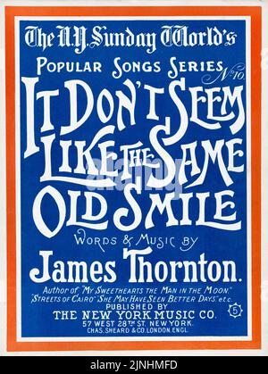 Non sembrano le stesse parole e la musica del vecchio sorriso (1896) di James Thornton, pubblicato dalla New York Music Company. Copertina per musica spartiti. Foto Stock