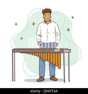 Illustrazione dello strumento marimba disegnata a mano illustrazione vettoriale. Illustrazione Vettoriale