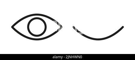 Icone di hidding password impostate. Le icone aprono e chiudono gli occhi. Illustrazione vettoriale di contorno Illustrazione Vettoriale