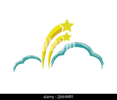 Nuvole combinate con l'illustrazione Rising Star Illustrazione Vettoriale