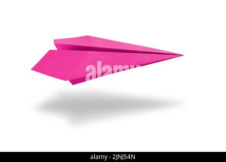 Origami piano di carta rosa isolato su uno sfondo bianco Foto Stock