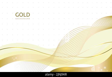 Oro sfondo bianco brillante scintillante Golden Line Wave Illustrazione Vettoriale