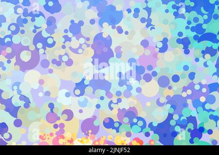 Colorful astratto arte collage punteggiato sovrapposto su sfondo blu texture nei colori di acqua, lavanda, blu, pervinkle, lilla, e bianco. Illustrazione Vettoriale