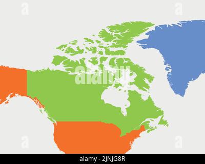 Mappa del Canada e dei paesi vicini Illustrazione Vettoriale