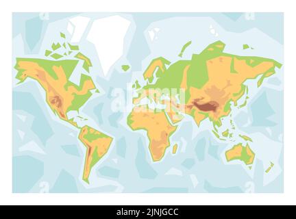 Mappa fisica semplificata del mondo Illustrazione Vettoriale