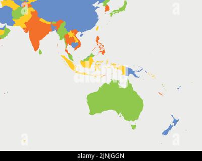 Mappa politica dell'Australia e dell'Asia sudorientale Illustrazione Vettoriale