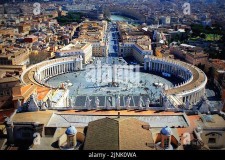 roma, piazza san pietro, vaticano, drohnenflug, via della conciliazione, romes, piazze di san pietro, vaticano Foto Stock