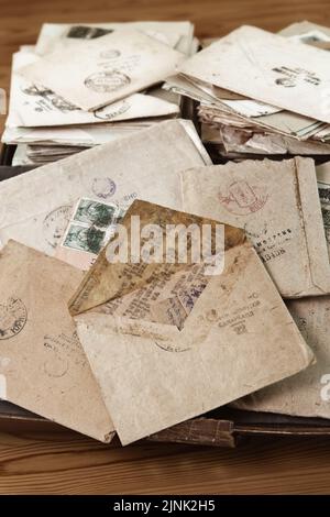 Lettere postali dall'evacuazione in tempo della seconda guerra mondiale Foto Stock