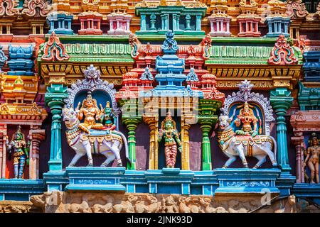 tempio indù, chidambaram, gopuram, templi indù, chidambaram, gopurams Foto Stock