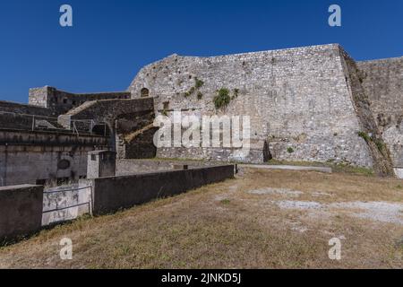 Antica fortezza veneziana nella città di Corfù, su un'isola greca di Corfù Foto Stock