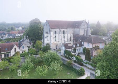 Francia, Oise, Picardie, Saint Jean aux Bois, Notre Dame et Saint Jean Baptiste abbazia del 12th ° secolo (vista aerea) // Francia, Oise (60), Picardie, Foto Stock