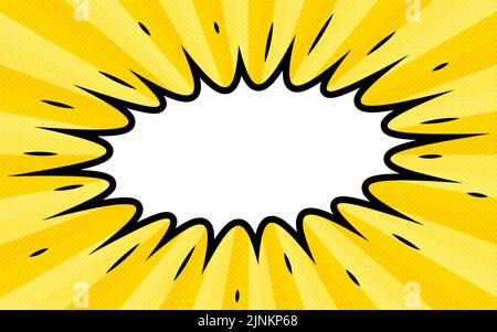 Materiale illustrativo: Stile comico americano, palloncini pop e sfondo di puntini e linee concentrate Illustrazione Vettoriale