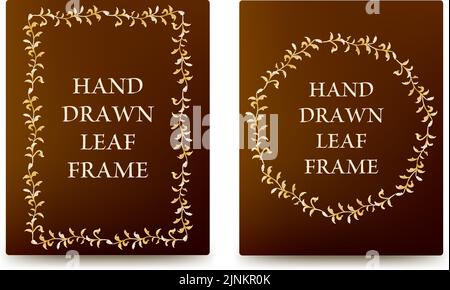 Materiale della cornice, cornice a foglia elegante e lussuosa con sfondo sfumato Illustrazione Vettoriale