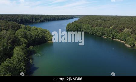 Lago Roofen, drohnenflug, naturschutzgebiet stechlin Foto Stock