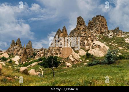 Uchisar castello in cappadocia. turchia Foto Stock