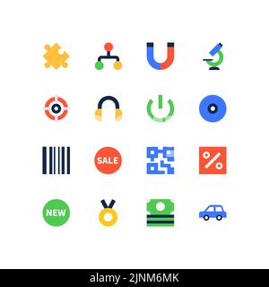 Shopping e commercio - insieme delle icone piatte di stile di disegno Illustrazione Vettoriale