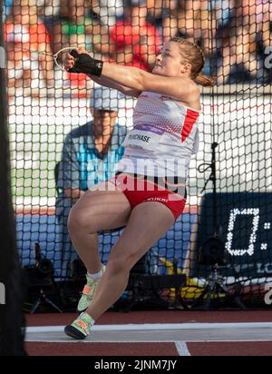 Anna Purchase of England, che gareggia nella finale di Hammer femminile ai Commonwealth Games all'Alexander Stadium di Birmingham, Inghilterra, il 6th agosto 202 Foto Stock