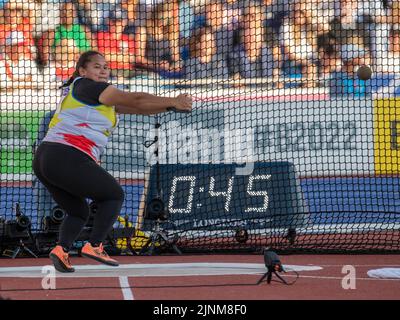 Xiu Mei Grace Wong della Malesia in gara per la finale di martello femminile ai Commonwealth Games all'Alexander Stadium di Birmingham, Inghilterra, il 6th agosto Foto Stock