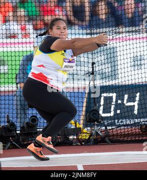 Xiu Mei Grace Wong della Malesia in gara per la finale di martello femminile ai Commonwealth Games all'Alexander Stadium di Birmingham, Inghilterra, il 6th agosto Foto Stock